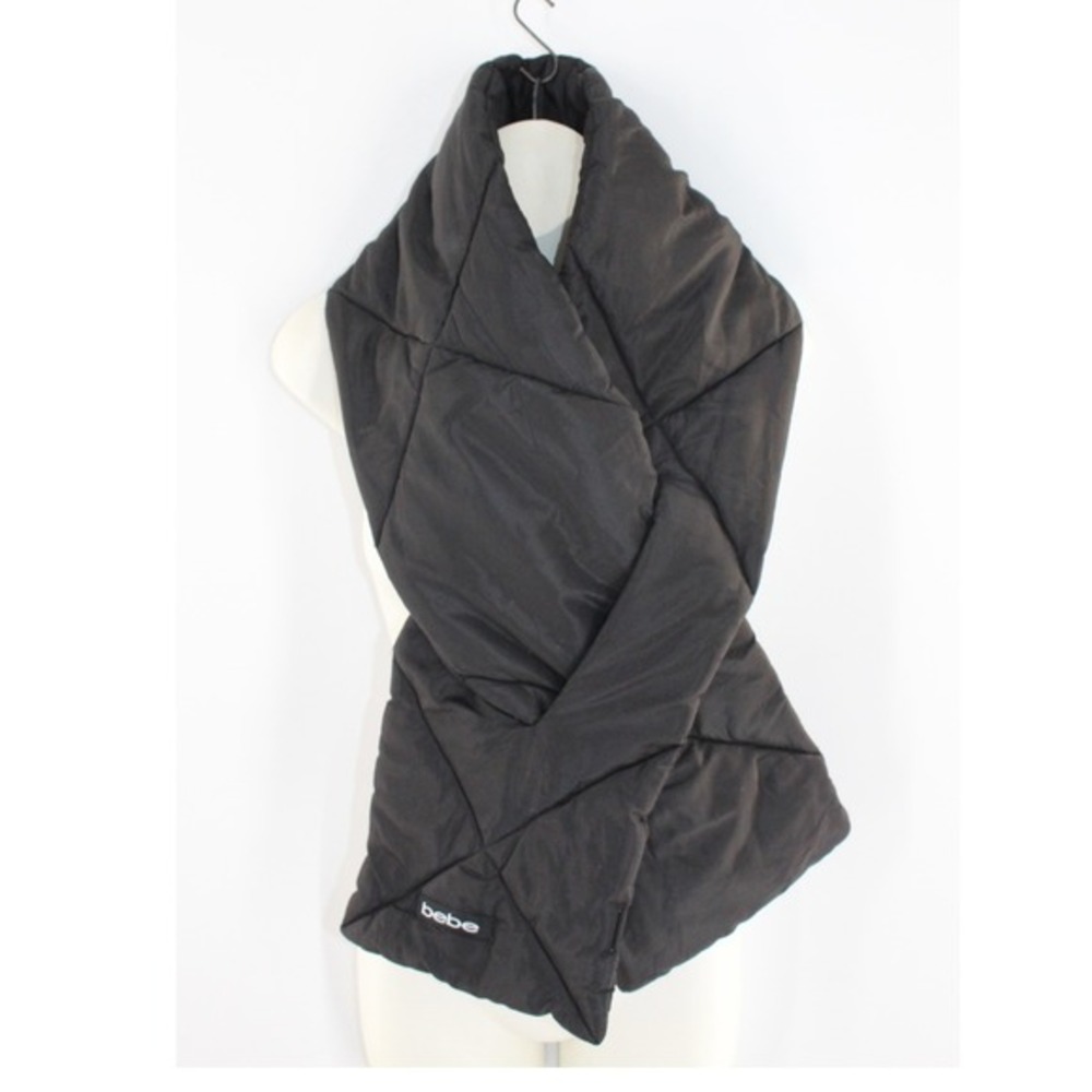 Bebe Puffer Scarf Quilted‎ Pull-Through Winter Wrap OS Black